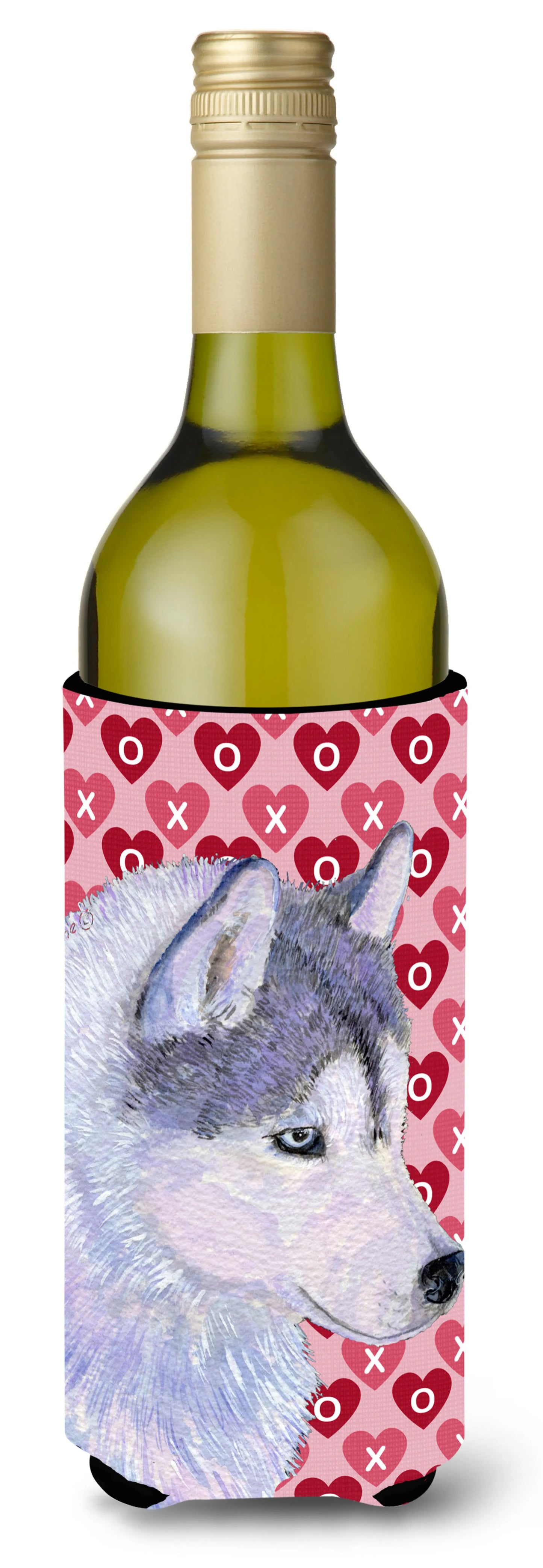 Hearts Love and Valentine's Day Design with Dog Wine Bottle Hugger