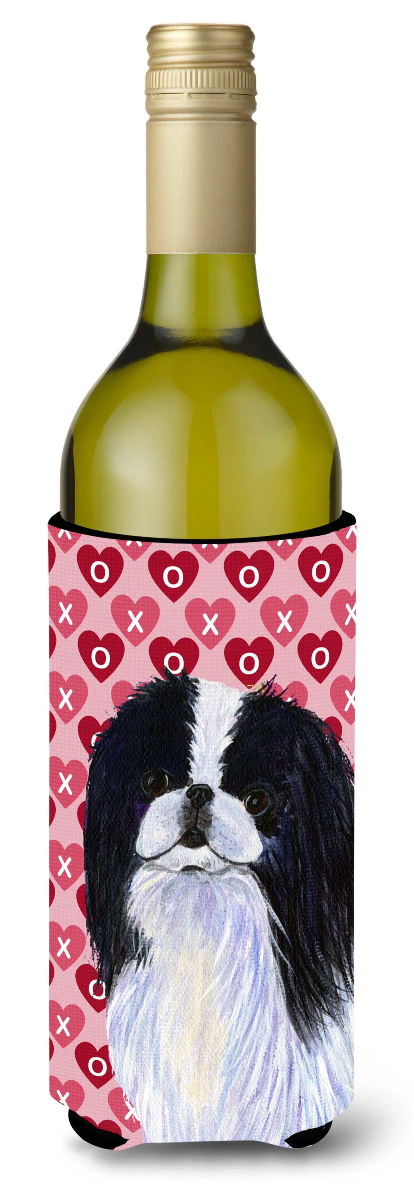 Hearts Love and Valentine's Day Design with Dog Wine Bottle Hugger