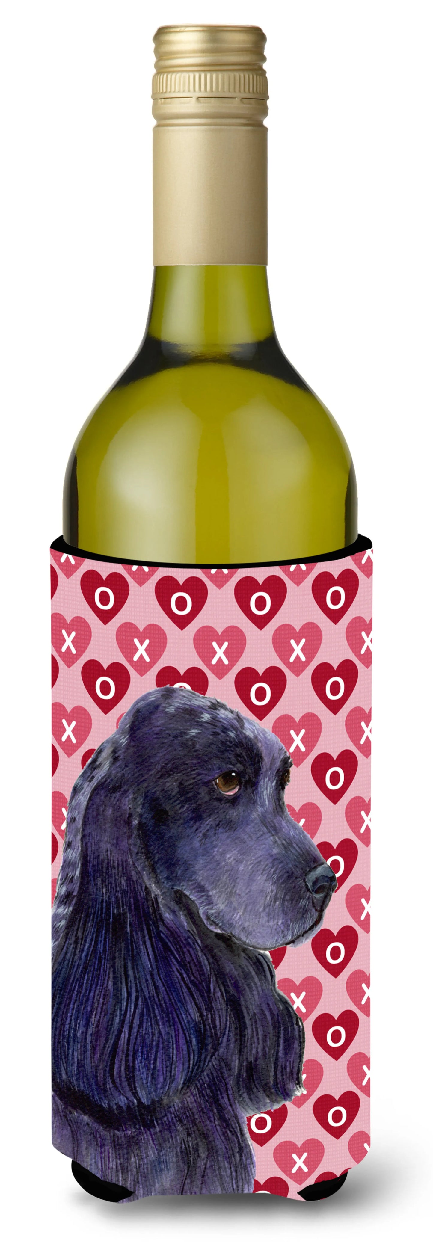 Hearts Love and Valentine's Day Design with Dog Wine Bottle Hugger