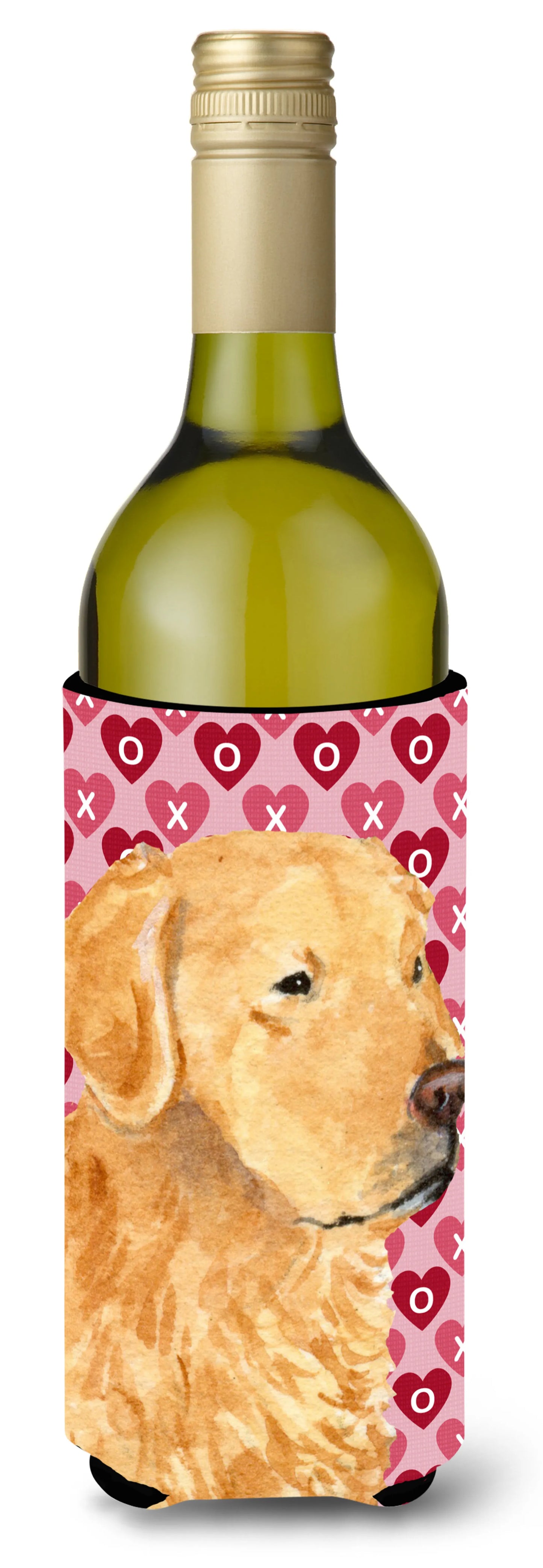 Hearts Love and Valentine's Day Design with Dog Wine Bottle Hugger