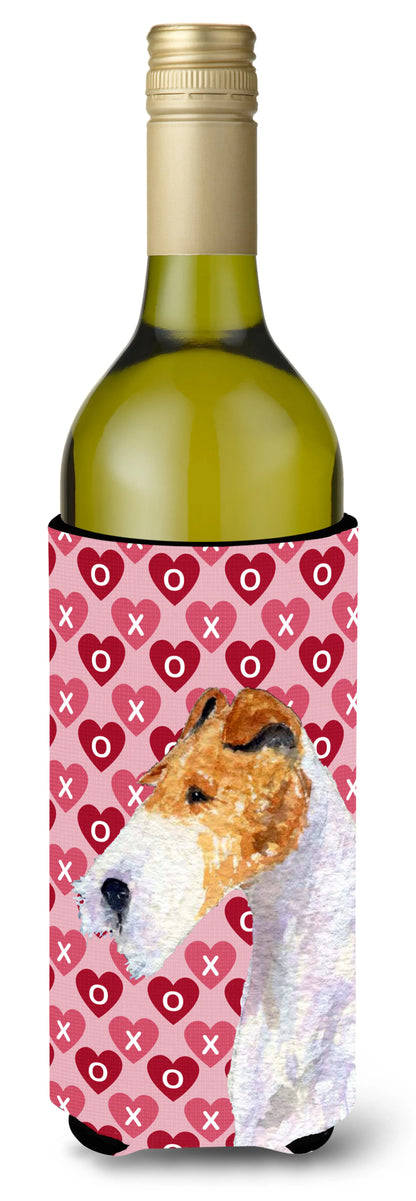 Hearts Love and Valentine's Day Design with Dog Wine Bottle Hugger