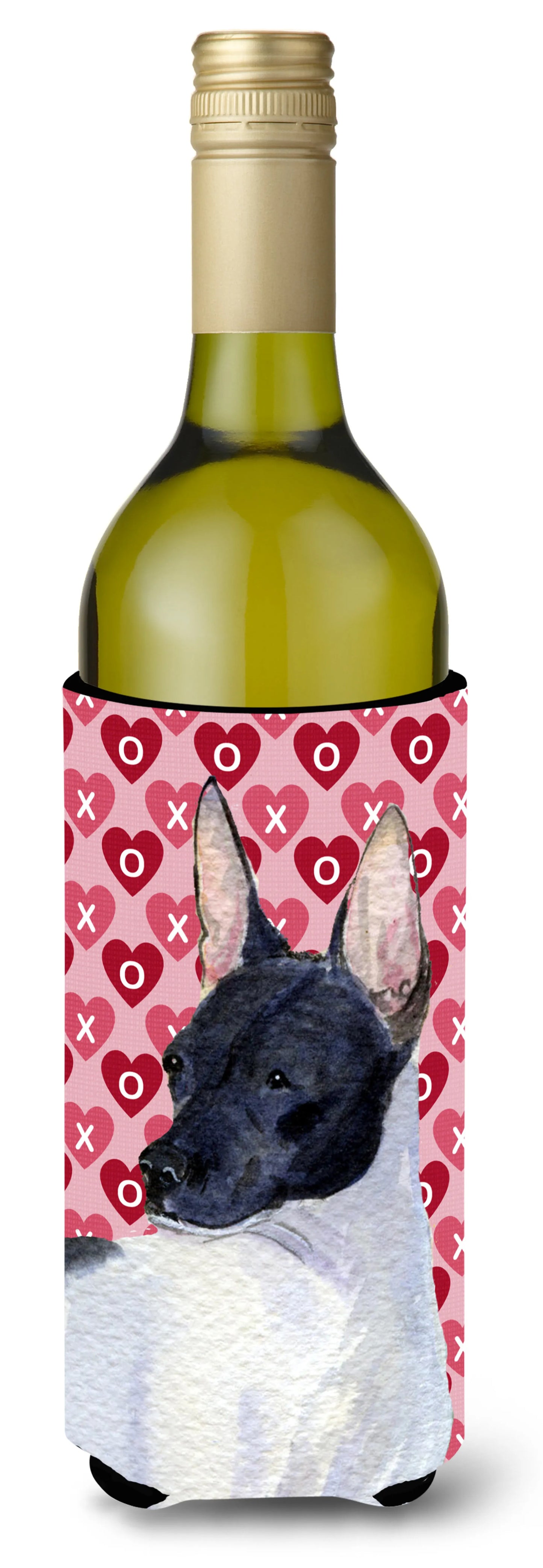 Hearts Love and Valentine's Day Design with Dog Wine Bottle Hugger