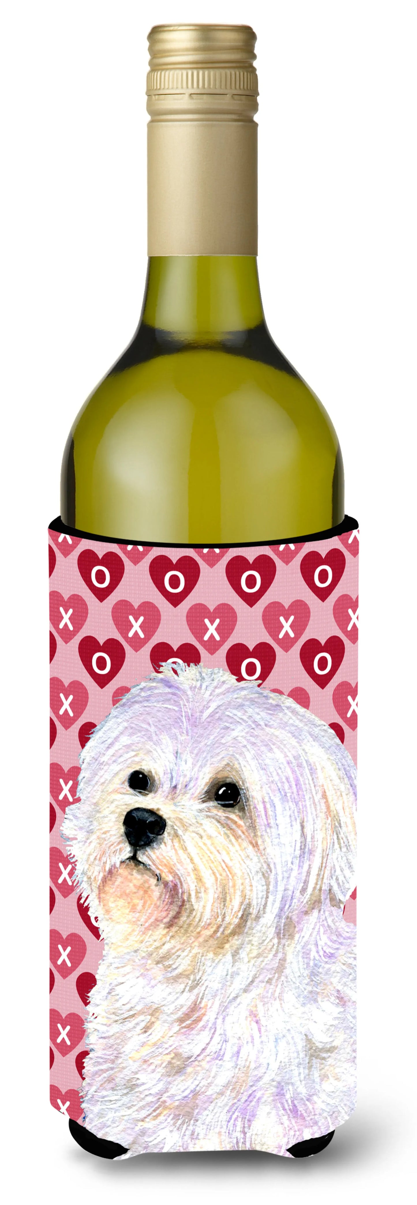 Hearts Love and Valentine's Day Design with Dog Wine Bottle Hugger