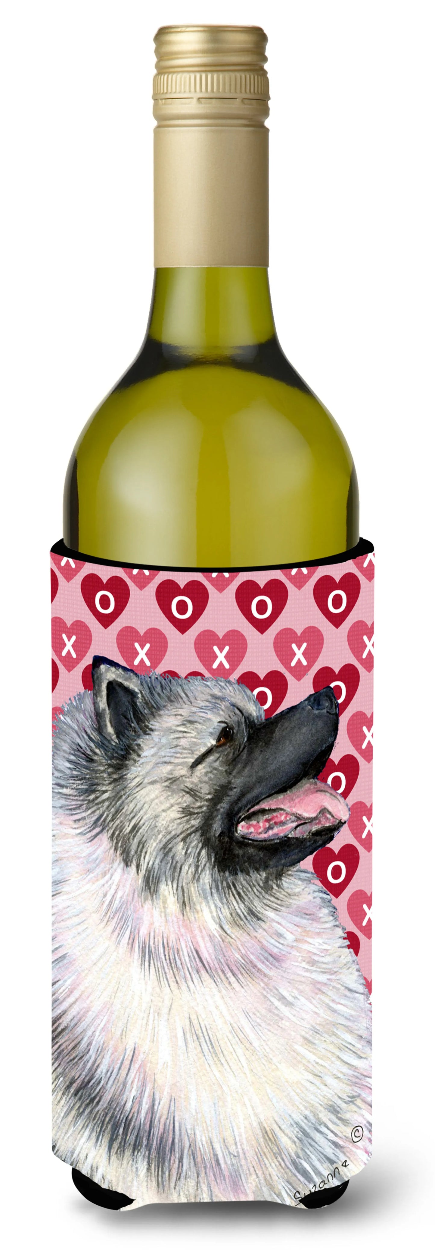 Hearts Love and Valentine's Day Design with Dog Wine Bottle Hugger