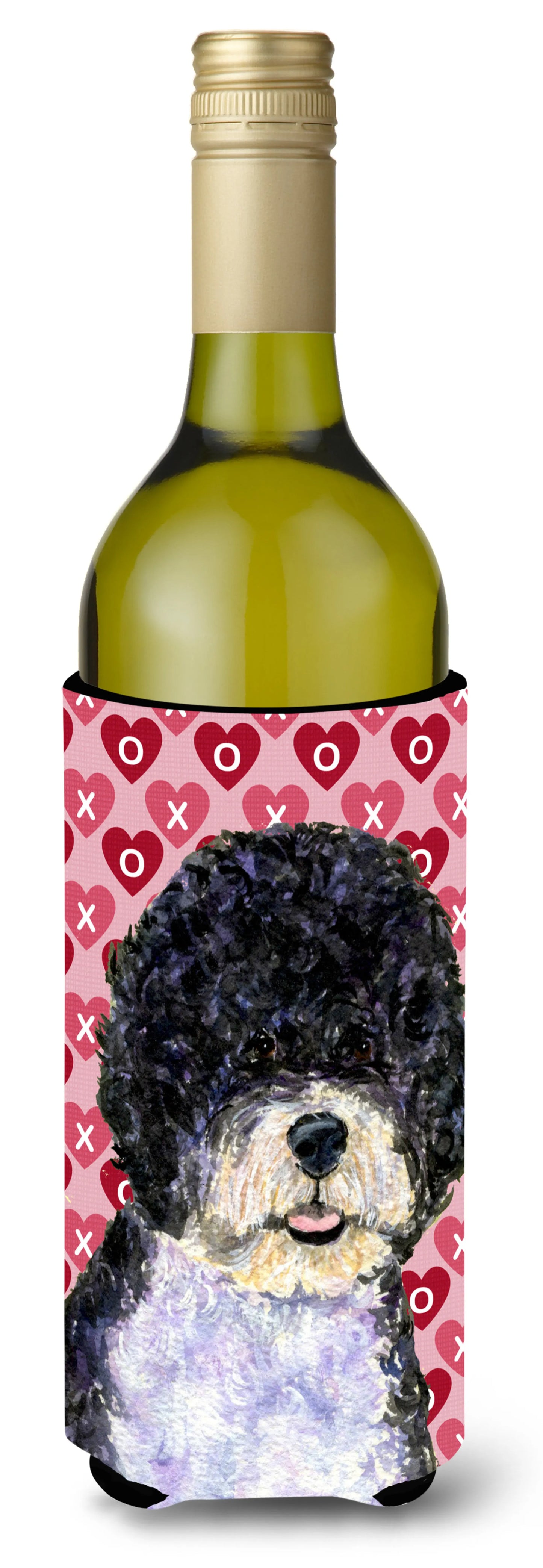 Hearts Love and Valentine's Day Design with Dog Wine Bottle Hugger