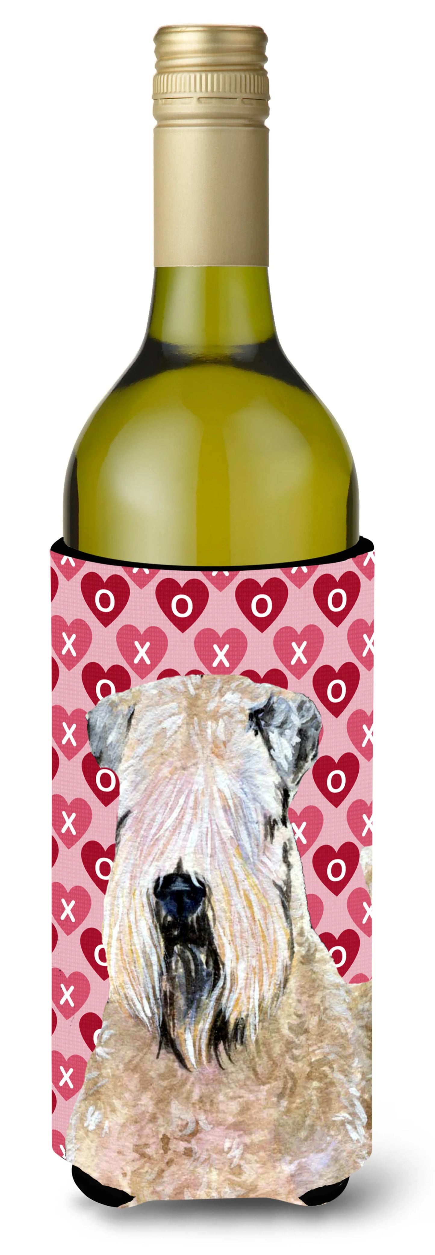 Hearts Love and Valentine's Day Design with Dog Wine Bottle Hugger