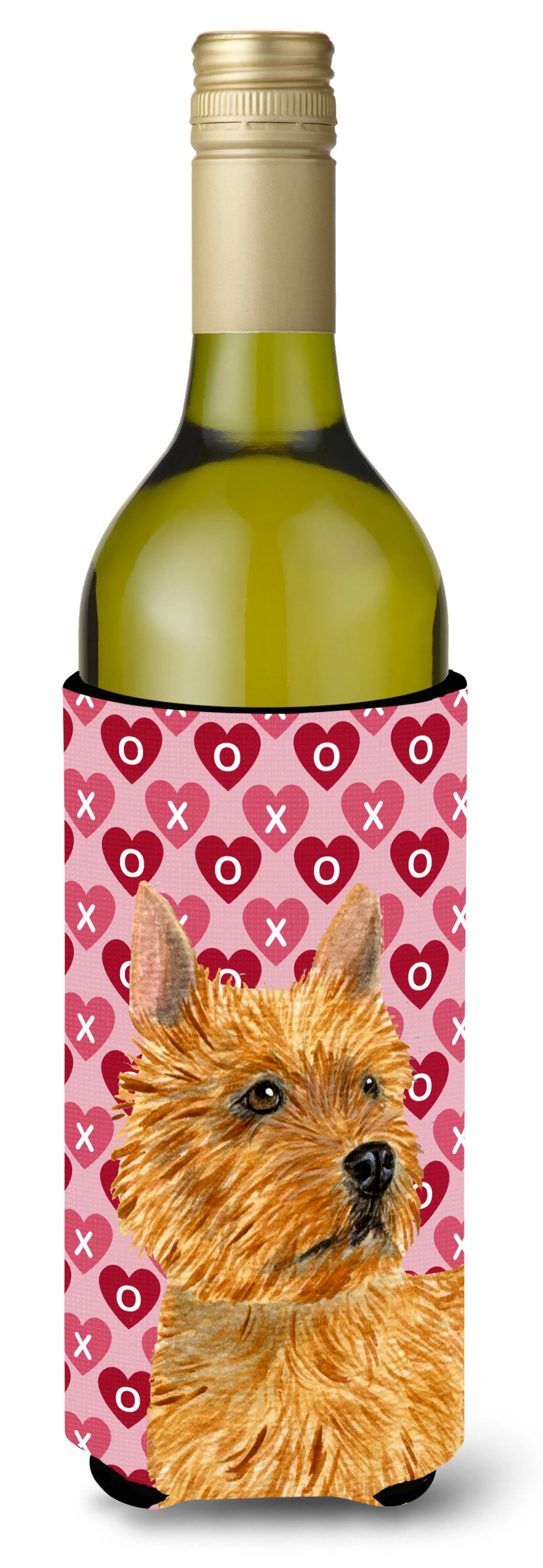 Hearts Love and Valentine's Day Design with Dog Wine Bottle Hugger