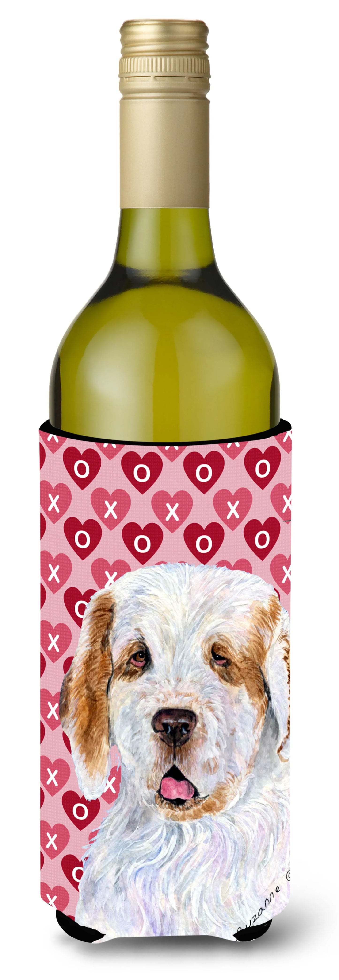 Hearts Love and Valentine's Day Design with Dog Wine Bottle Hugger