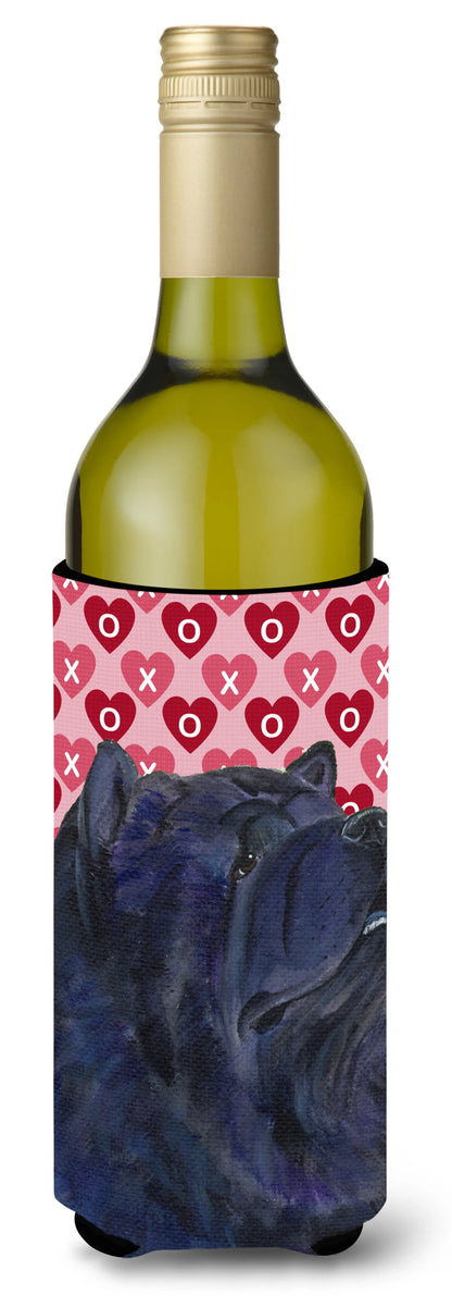 Hearts Love and Valentine's Day Design with Dog Wine Bottle Hugger