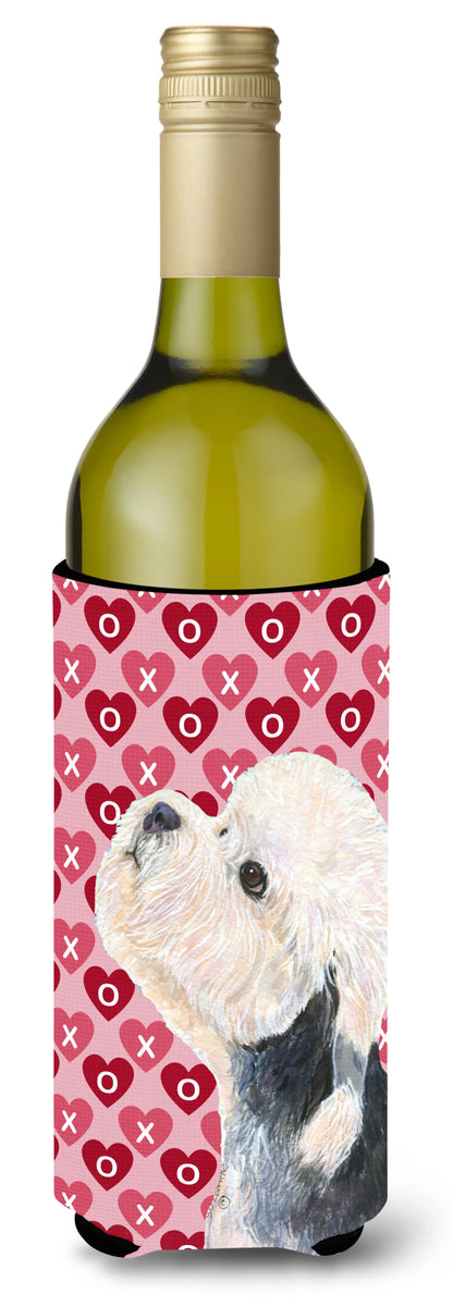 Hearts Love and Valentine's Day Design with Dog Wine Bottle Hugger