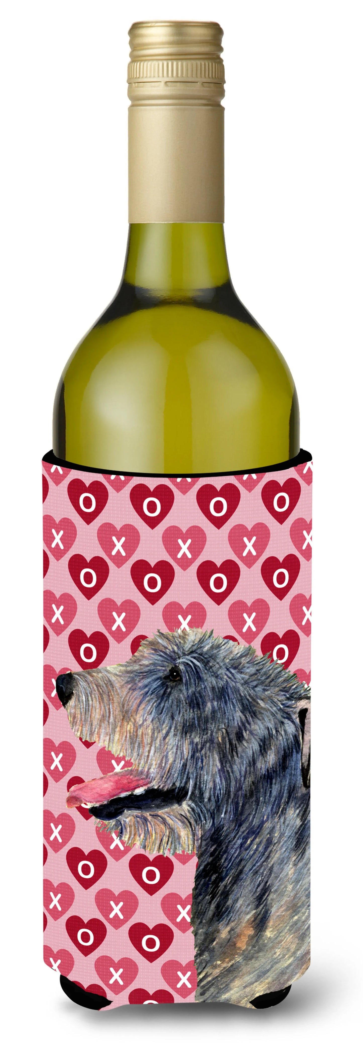 Hearts Love and Valentine's Day Design with Dog Wine Bottle Hugger