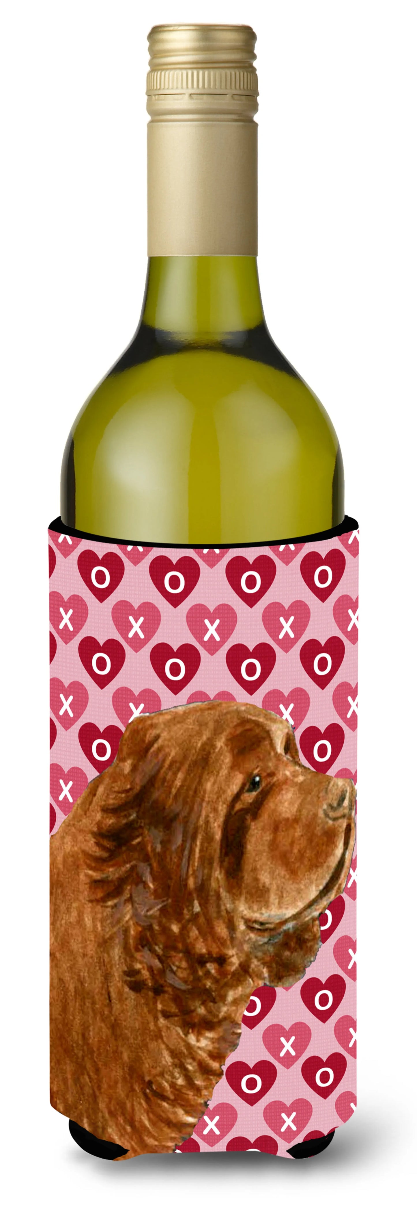 Hearts Love and Valentine's Day Design with Dog Wine Bottle Hugger