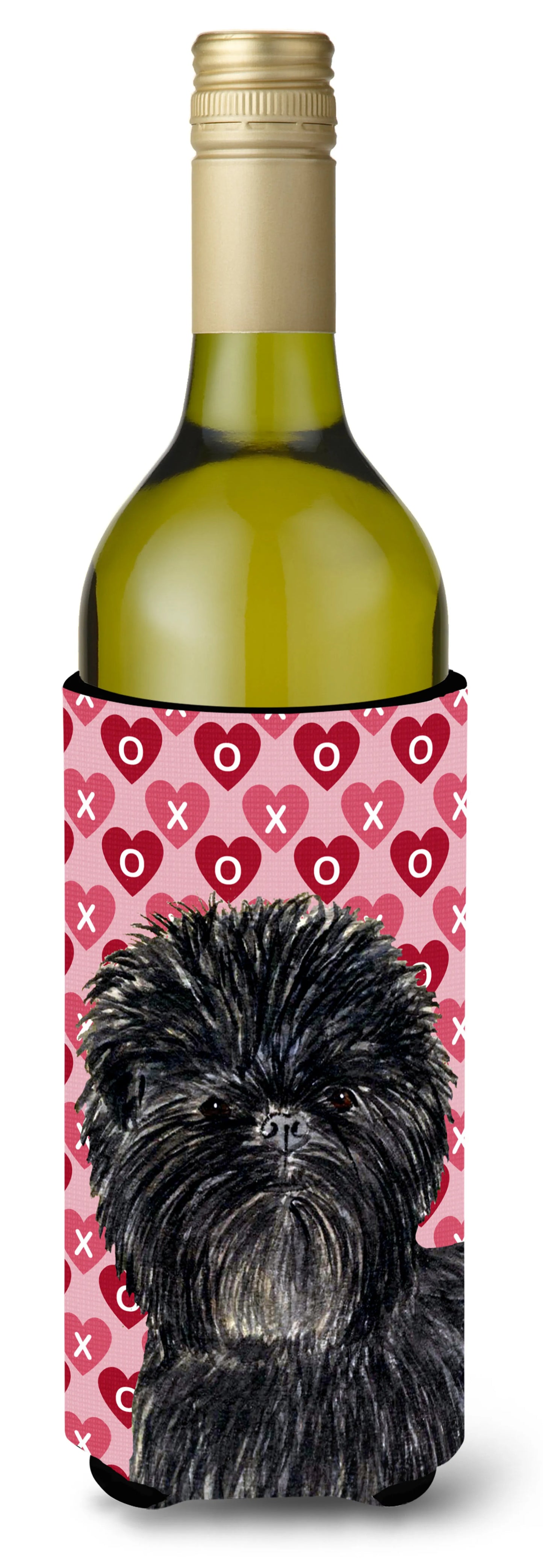 Hearts Love and Valentine's Day Design with Dog Wine Bottle Hugger