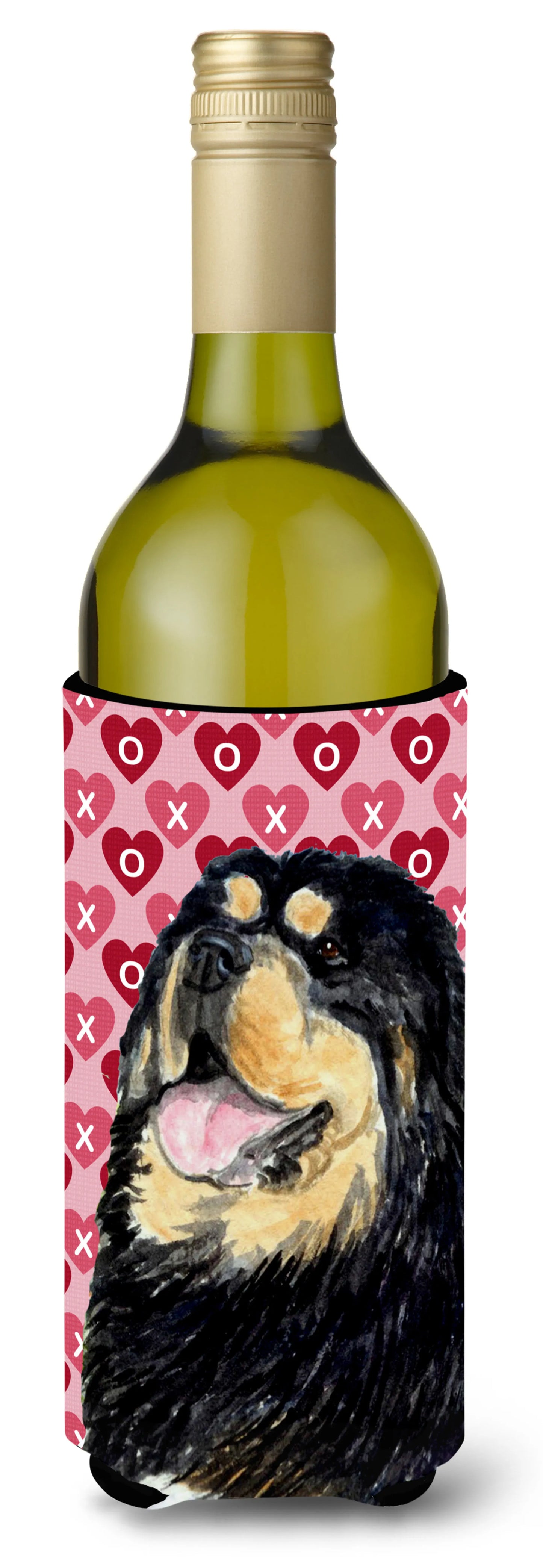 Hearts Love and Valentine's Day Design with Dog Wine Bottle Hugger