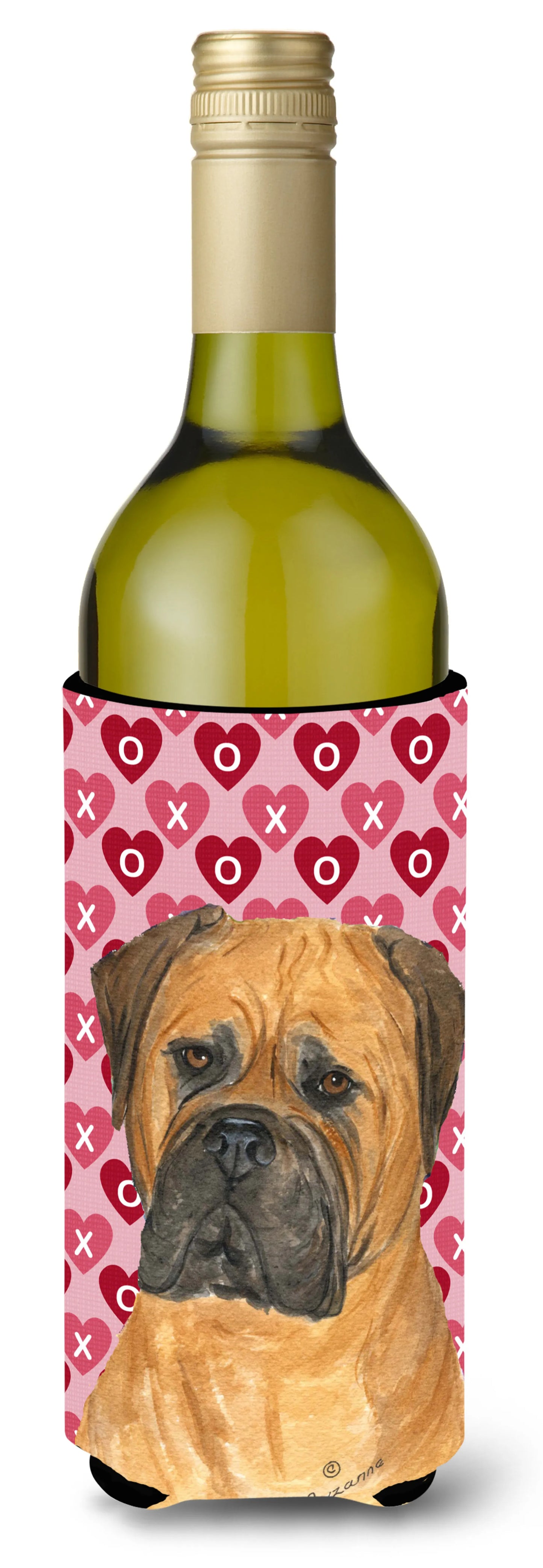 Hearts Love and Valentine's Day Design with Dog Wine Bottle Hugger