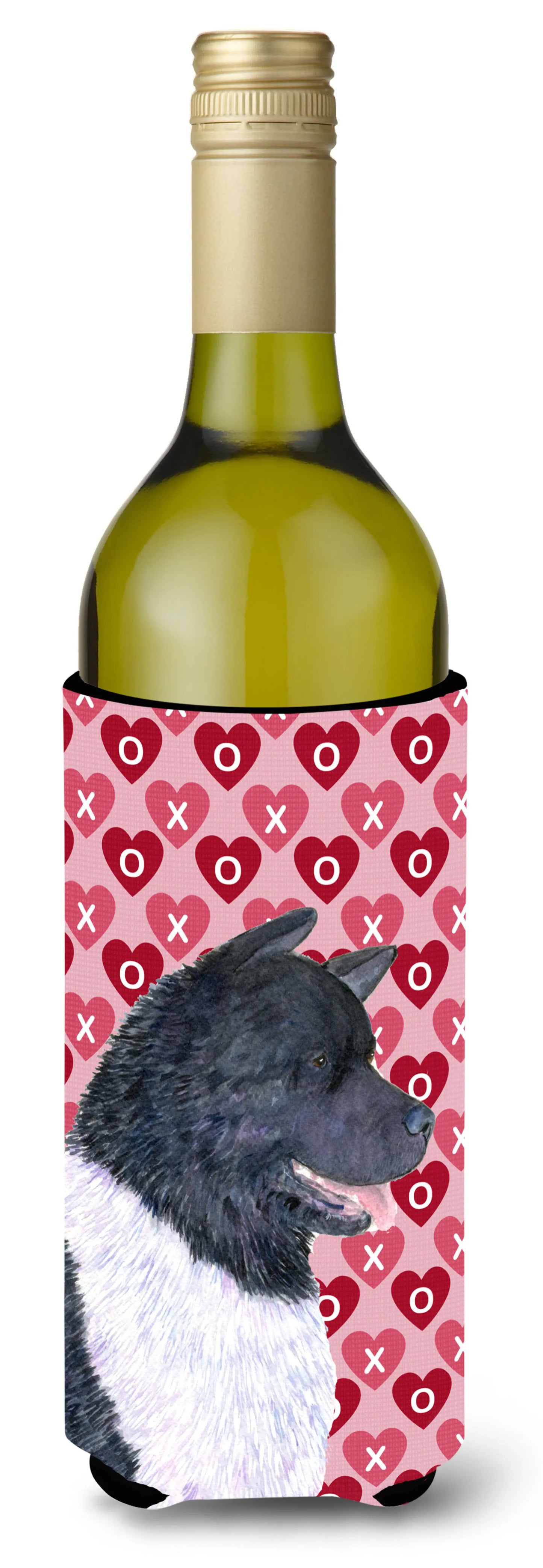 Hearts Love and Valentine's Day Design with Dog Wine Bottle Hugger