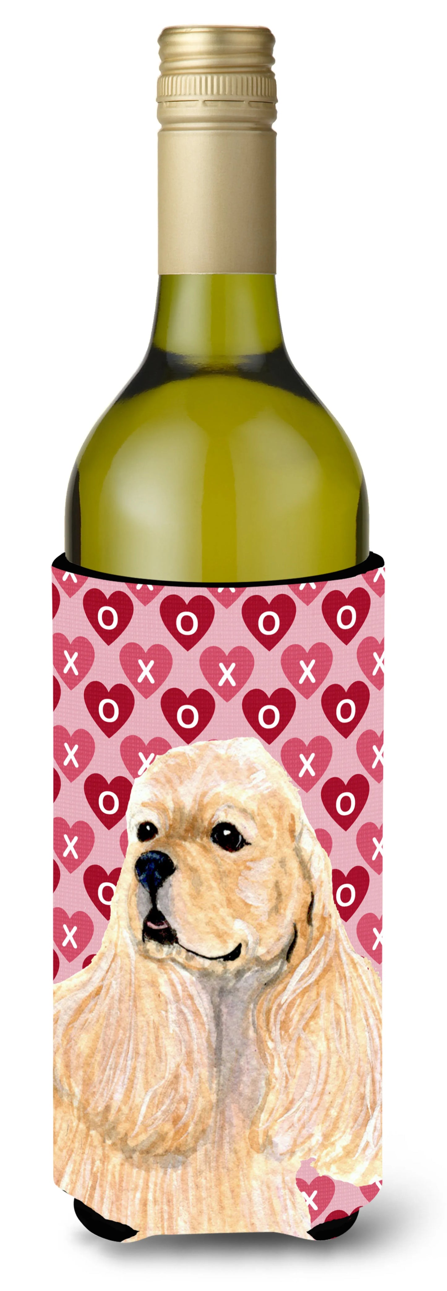 Hearts Love and Valentine's Day Design with Dog Wine Bottle Hugger