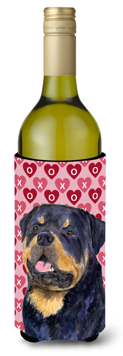 Hearts Love and Valentine's Day Design with Dog Wine Bottle Hugger