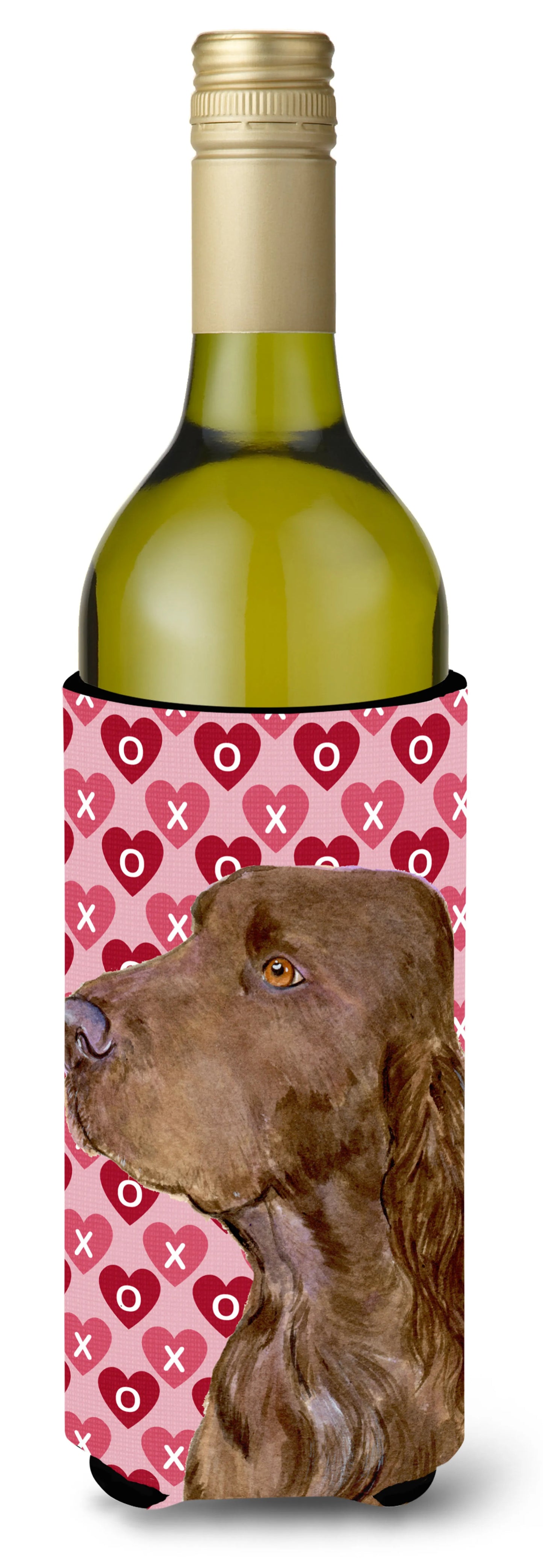 Hearts Love and Valentine's Day Design with Dog Wine Bottle Hugger