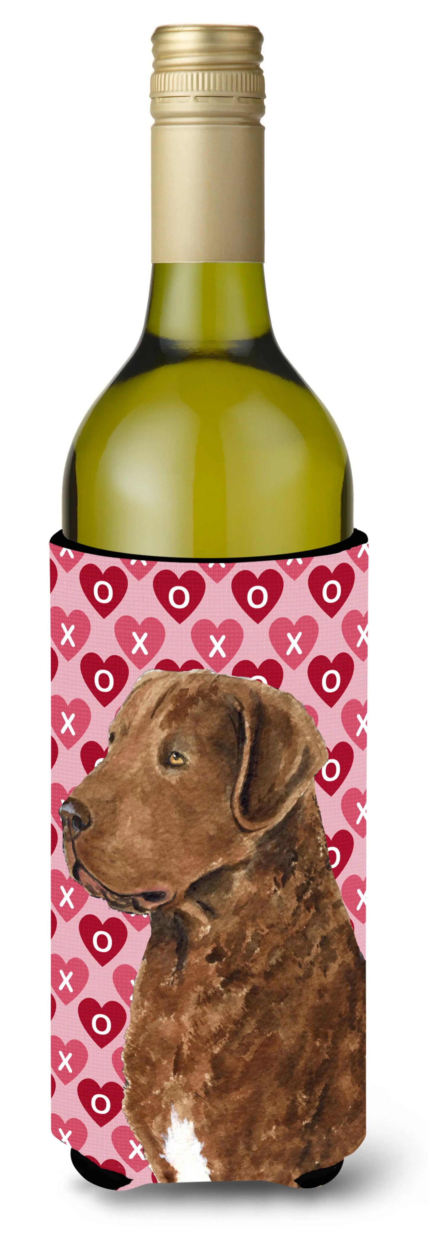 Hearts Love and Valentine's Day Design with Dog Wine Bottle Hugger