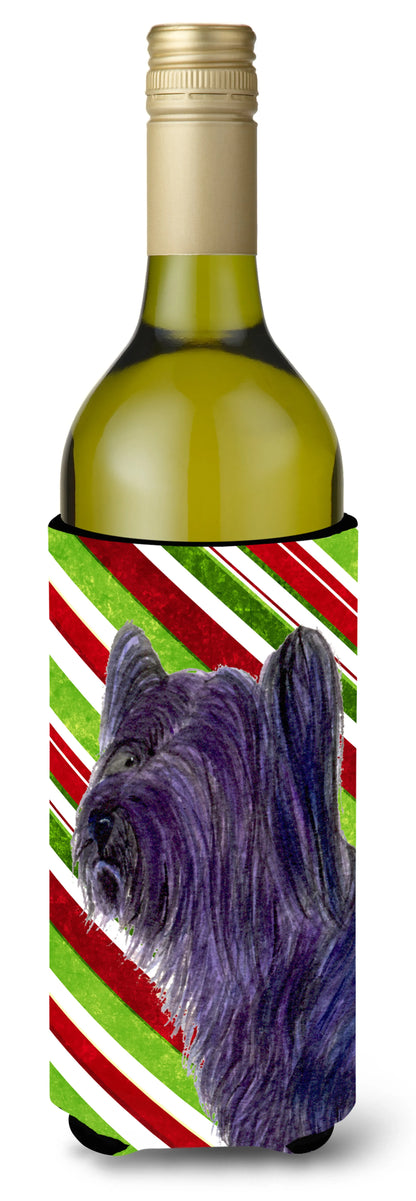 Candy Cane Christmas Design with Dog Wine Bottle Hugger