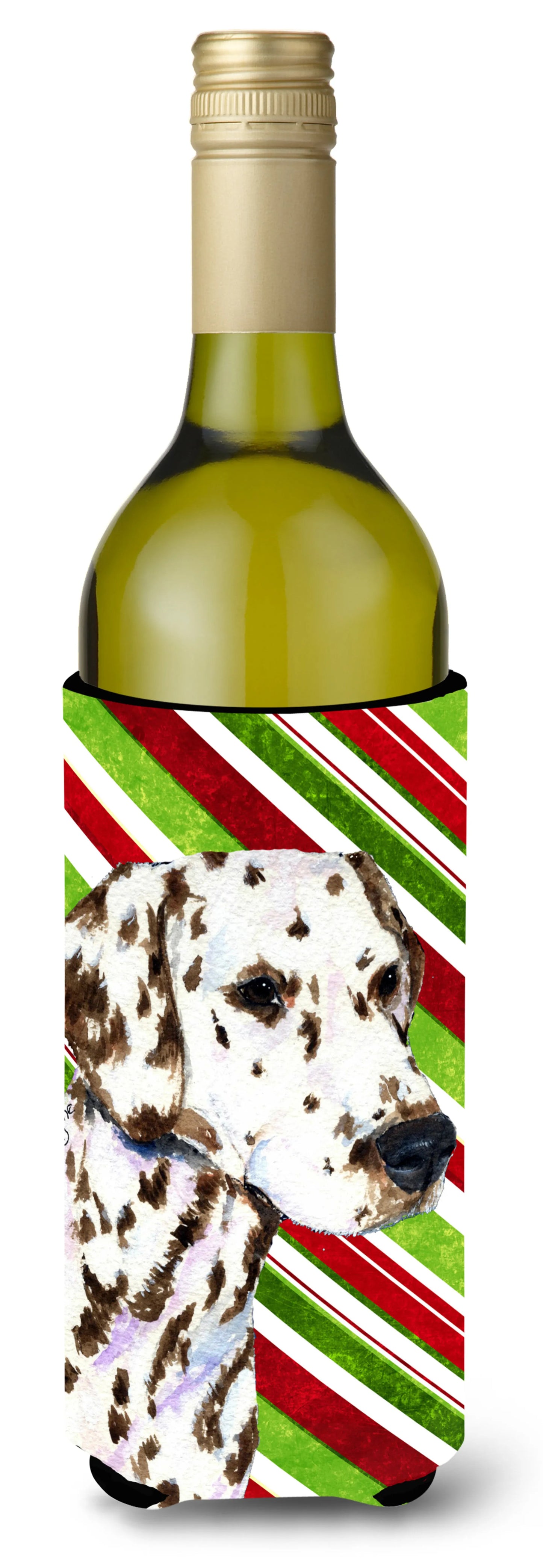 Candy Cane Christmas Design with Dog Wine Bottle Hugger