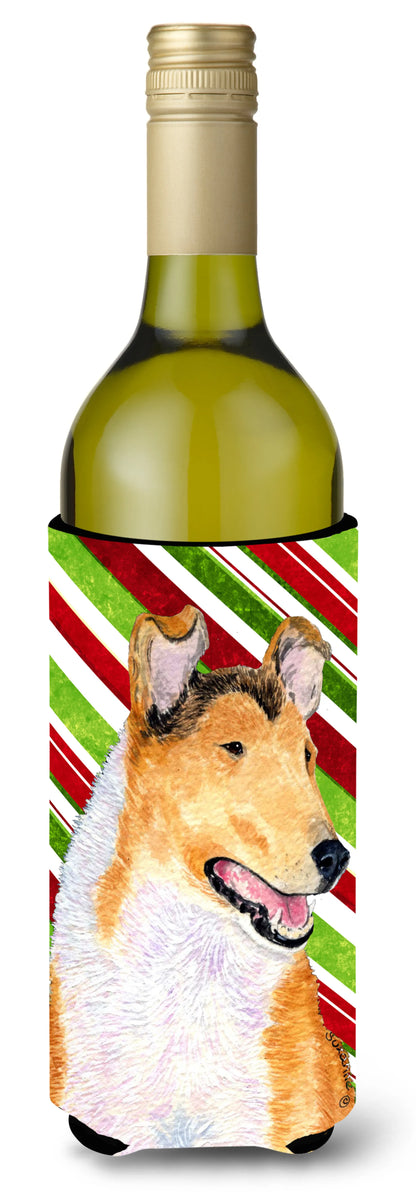 Candy Cane Christmas Design with Dog Wine Bottle Hugger