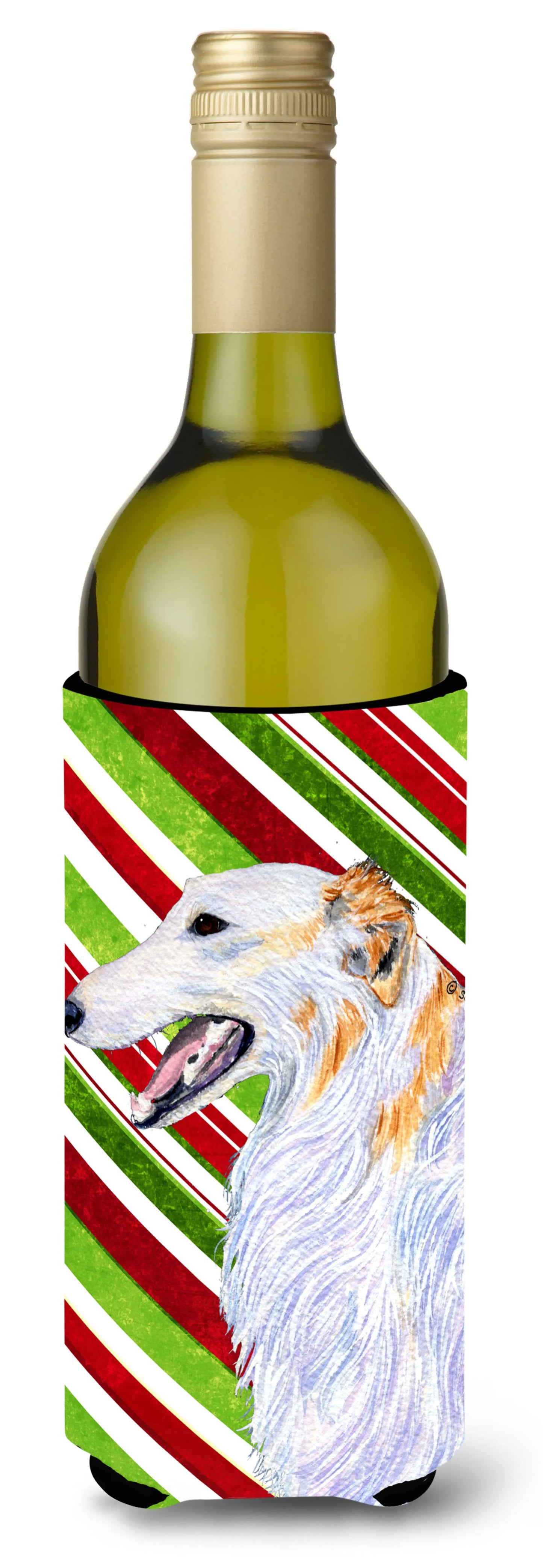 Candy Cane Christmas Design with Dog Wine Bottle Hugger