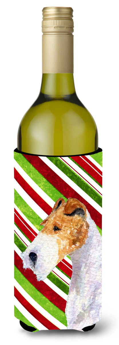 Candy Cane Christmas Design with Dog Wine Bottle Hugger