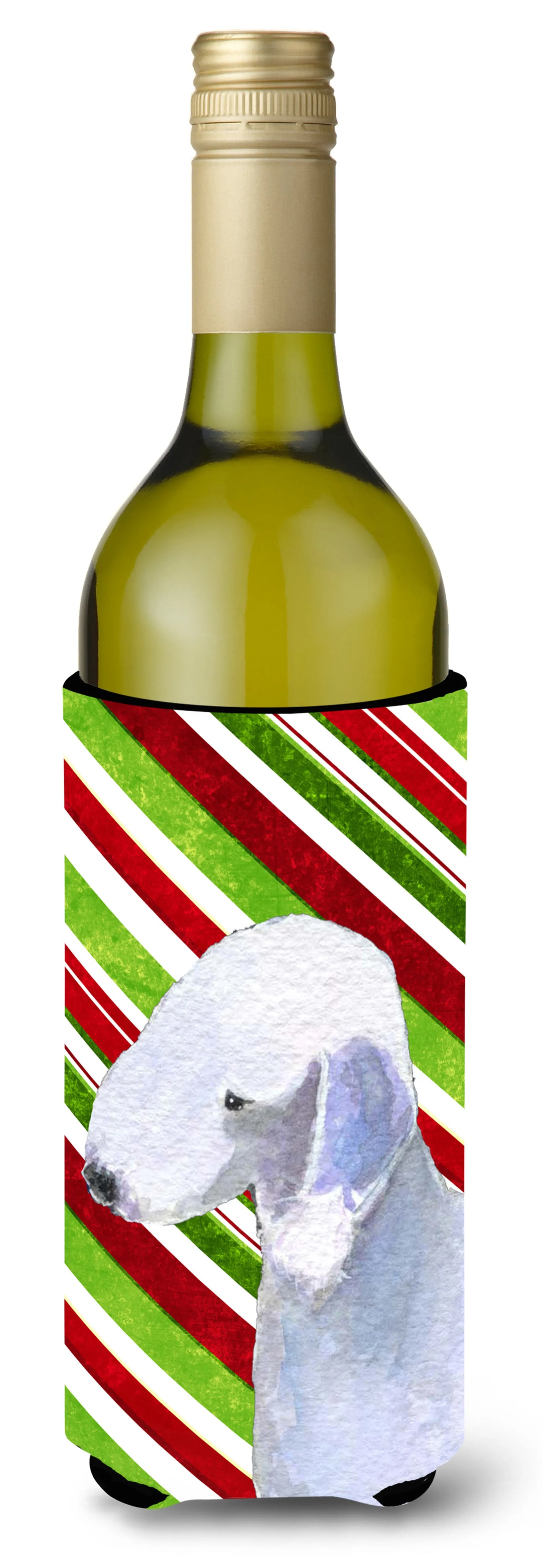 Candy Cane Christmas Design with Dog Wine Bottle Hugger