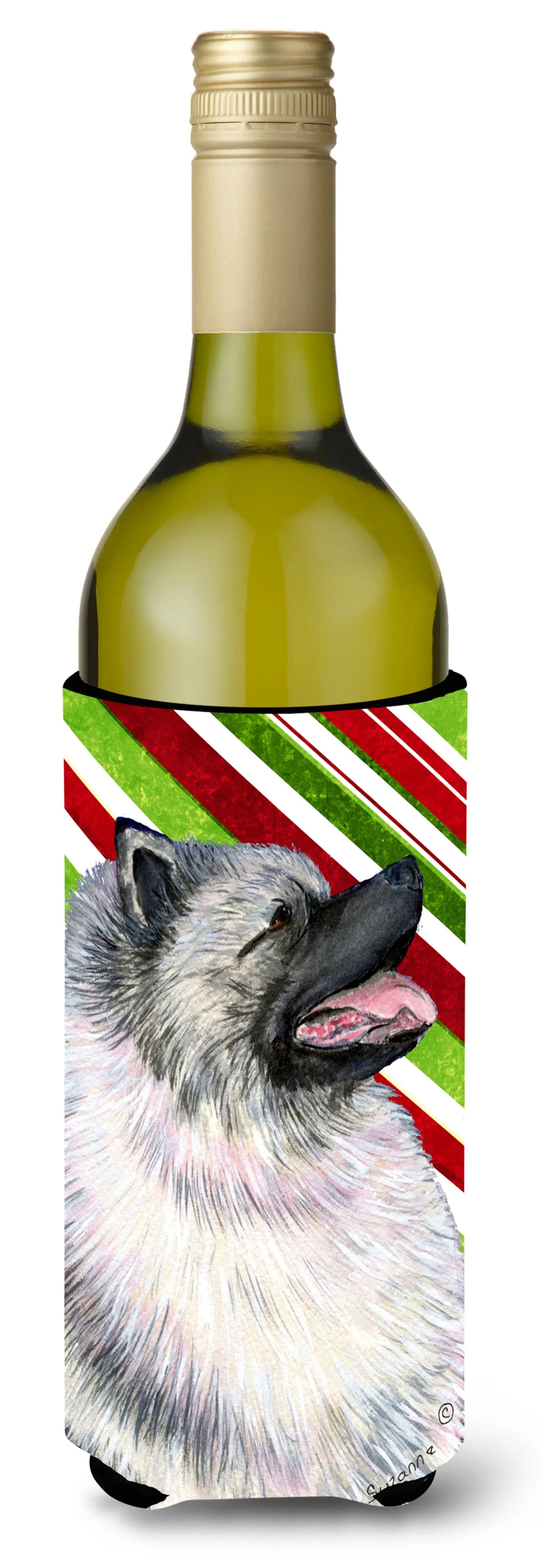 Candy Cane Christmas Design with Dog Wine Bottle Hugger