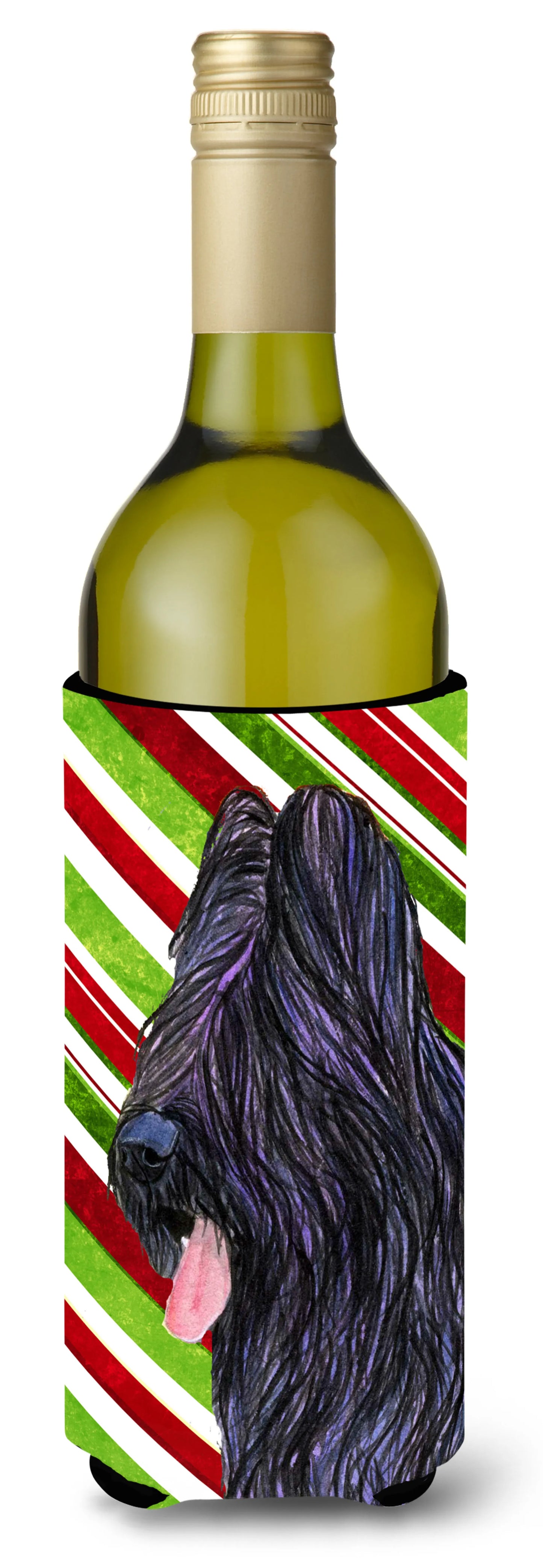 Candy Cane Christmas Design with Dog Wine Bottle Hugger