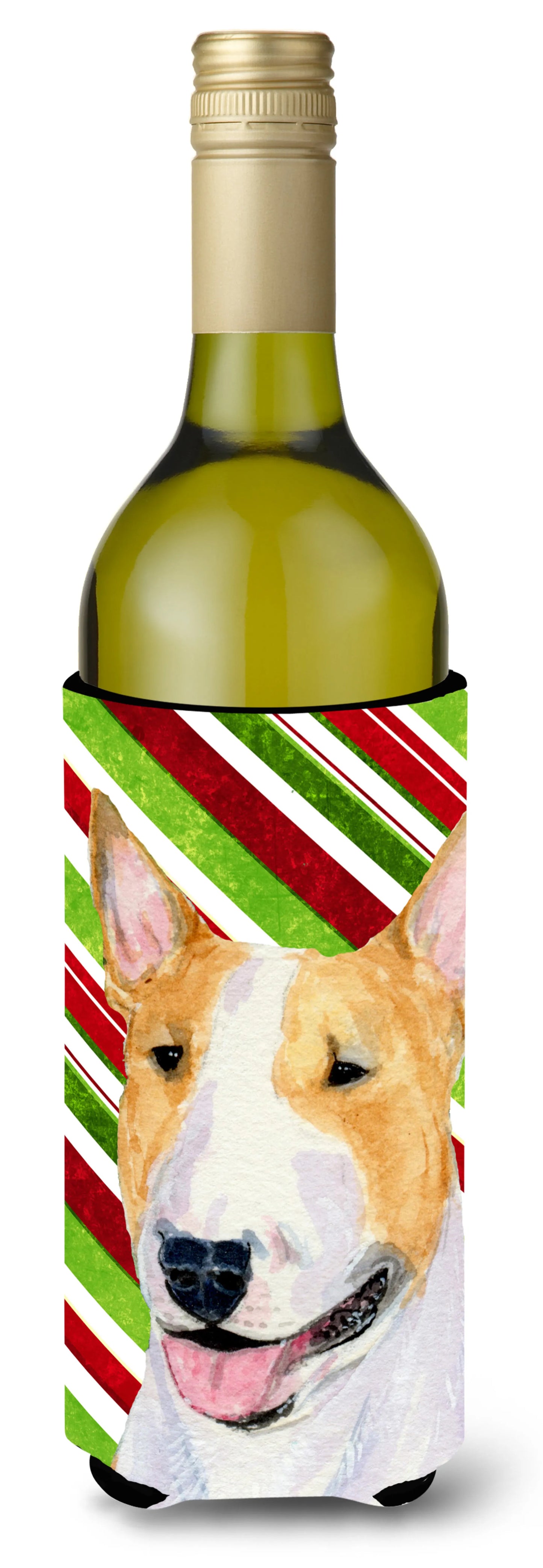 Candy Cane Christmas Design with Dog Wine Bottle Hugger