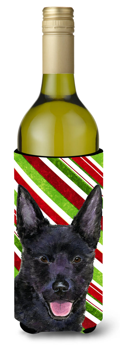 Candy Cane Christmas Design with Dog Wine Bottle Hugger