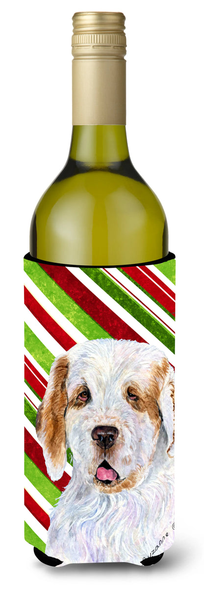 Candy Cane Christmas Design with Dog Wine Bottle Hugger