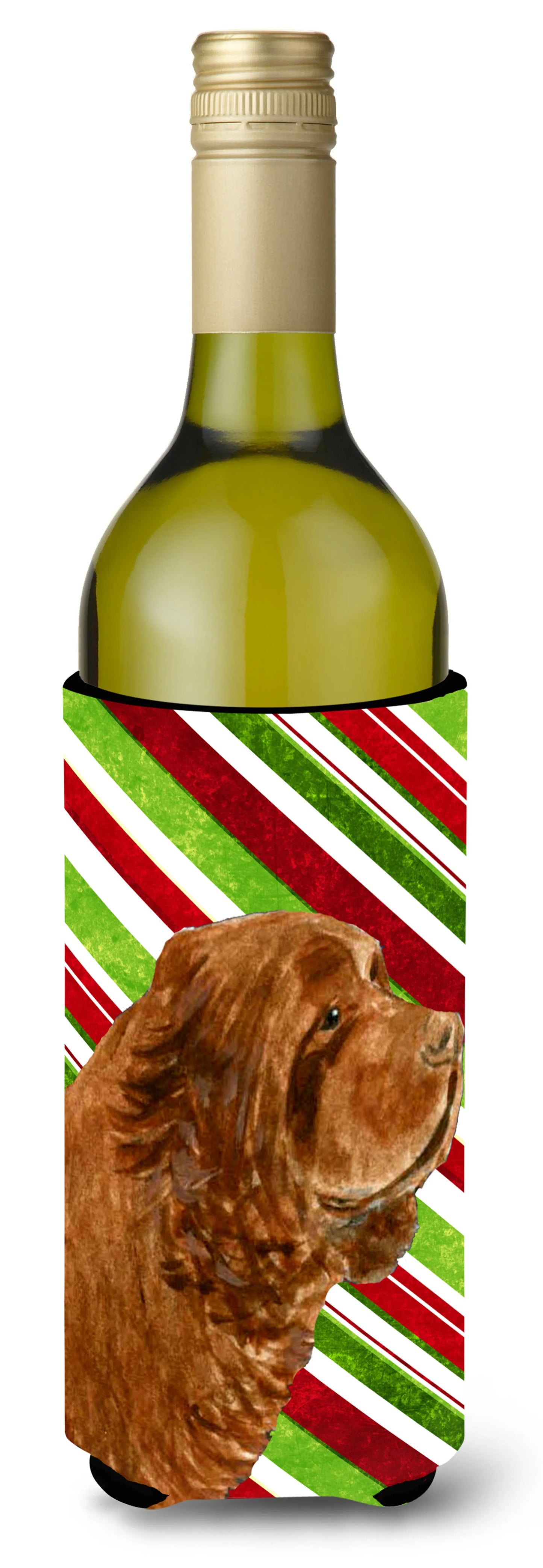 Candy Cane Christmas Design with Dog Wine Bottle Hugger