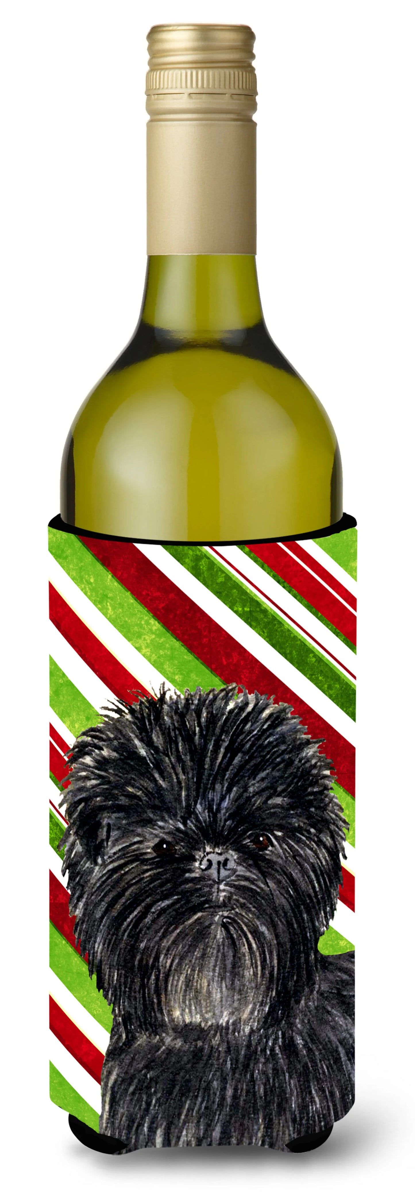 Candy Cane Christmas Design with Dog Wine Bottle Hugger