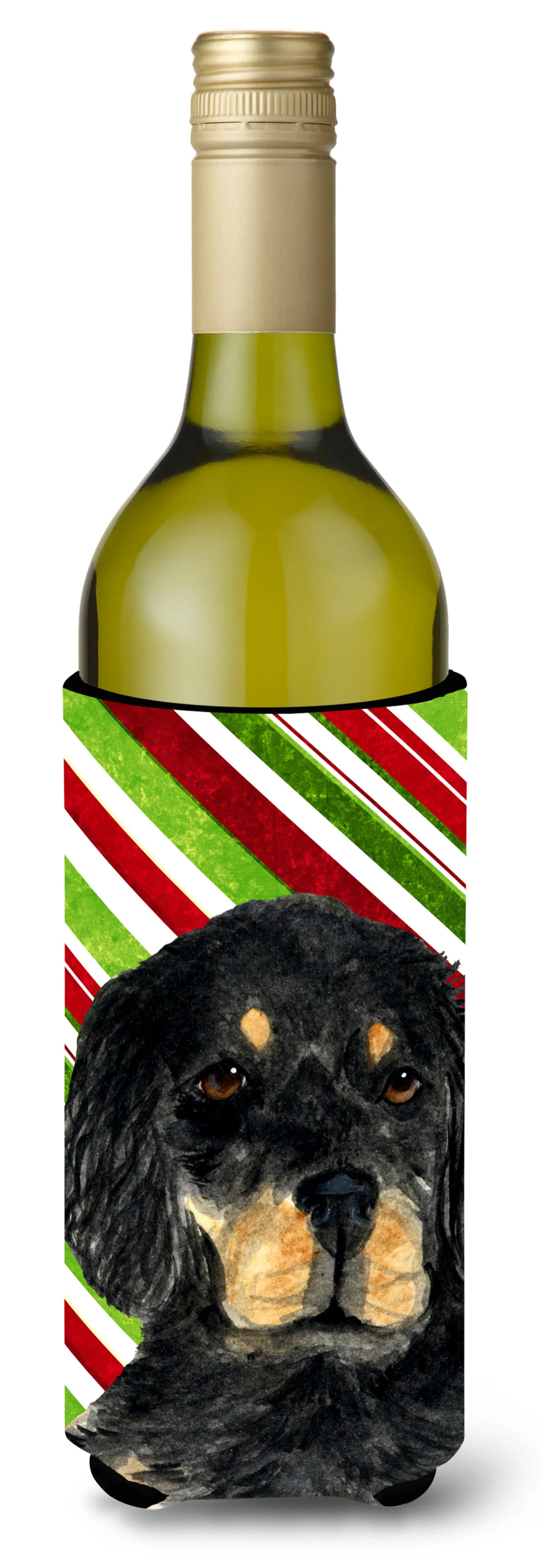 Candy Cane Christmas Design with Dog Wine Bottle Hugger