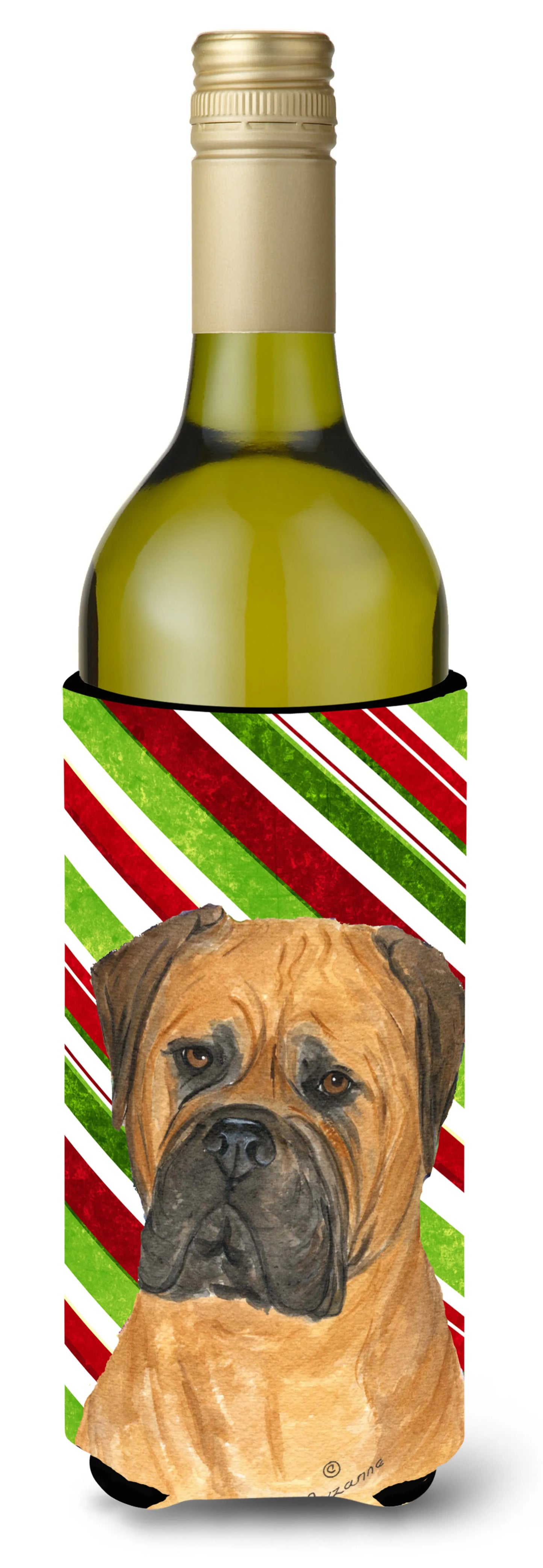 Candy Cane Christmas Design with Dog Wine Bottle Hugger