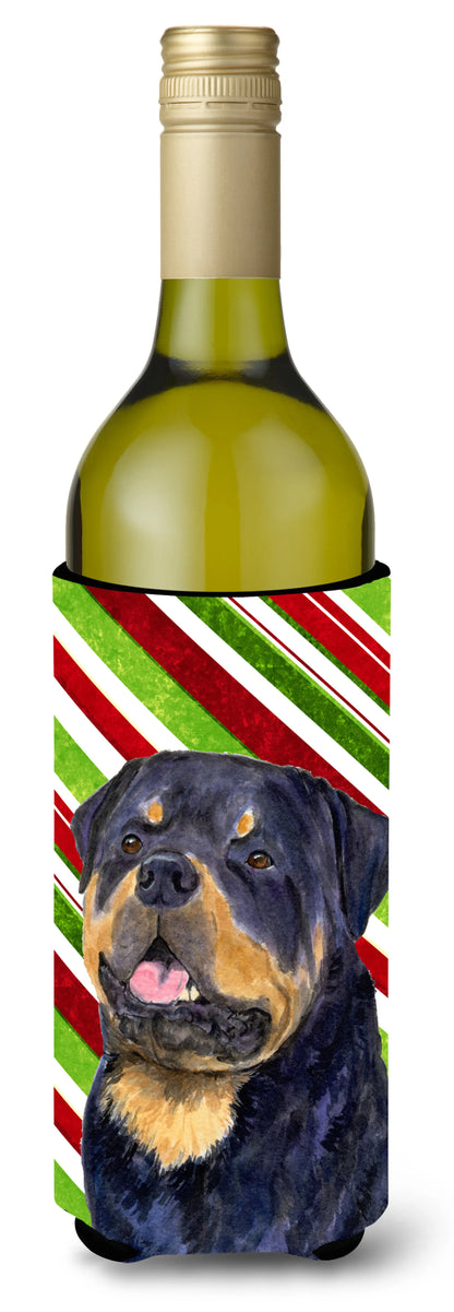 Candy Cane Christmas Design with Dog Wine Bottle Hugger