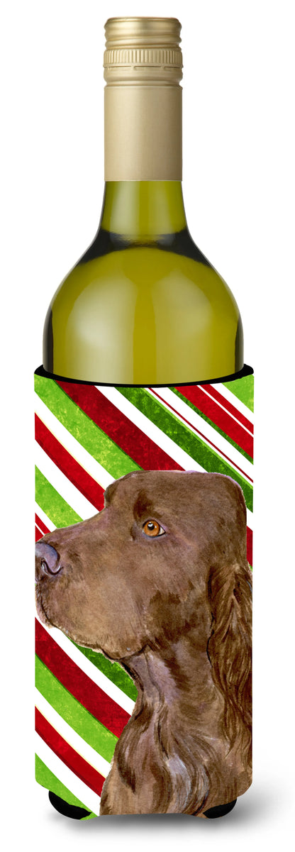 Candy Cane Christmas Design with Dog Wine Bottle Hugger