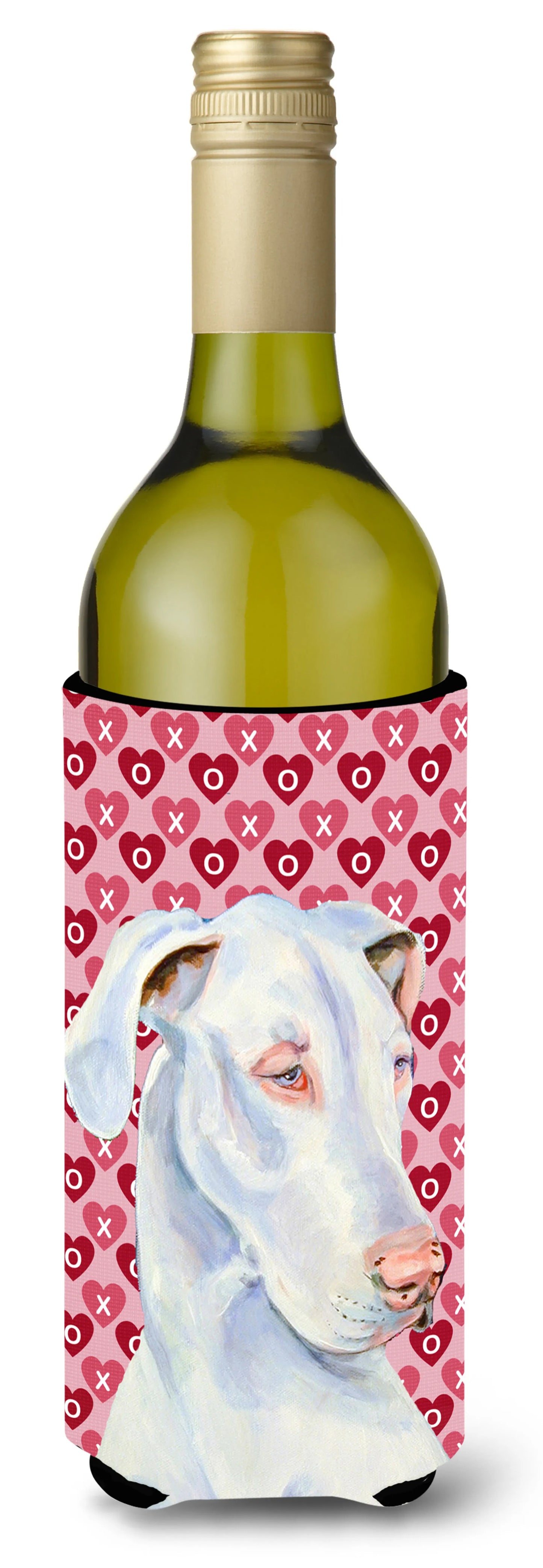 Hearts Love and Valentine's Day Design with Dog Wine Bottle Hugger