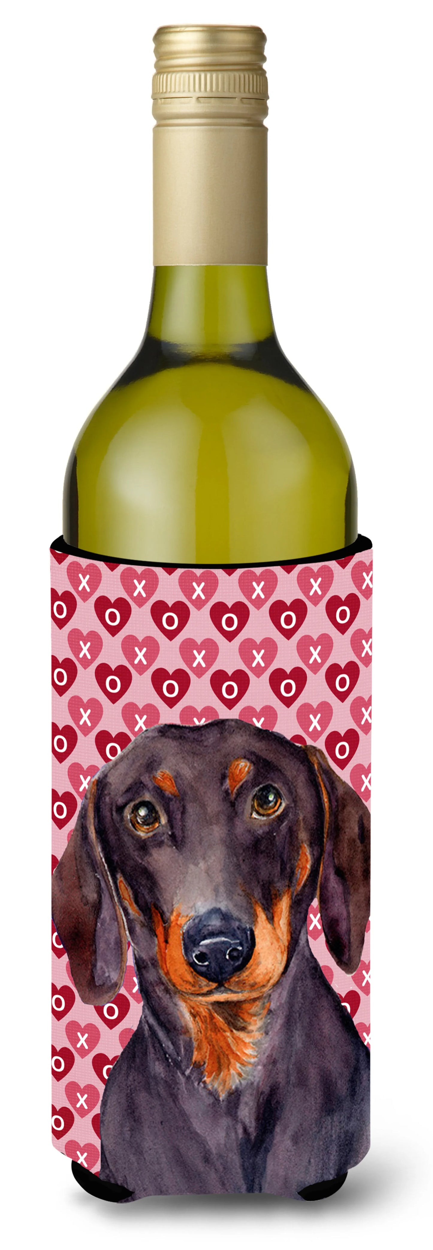 Hearts Love and Valentine's Day Design with Dog Wine Bottle Hugger