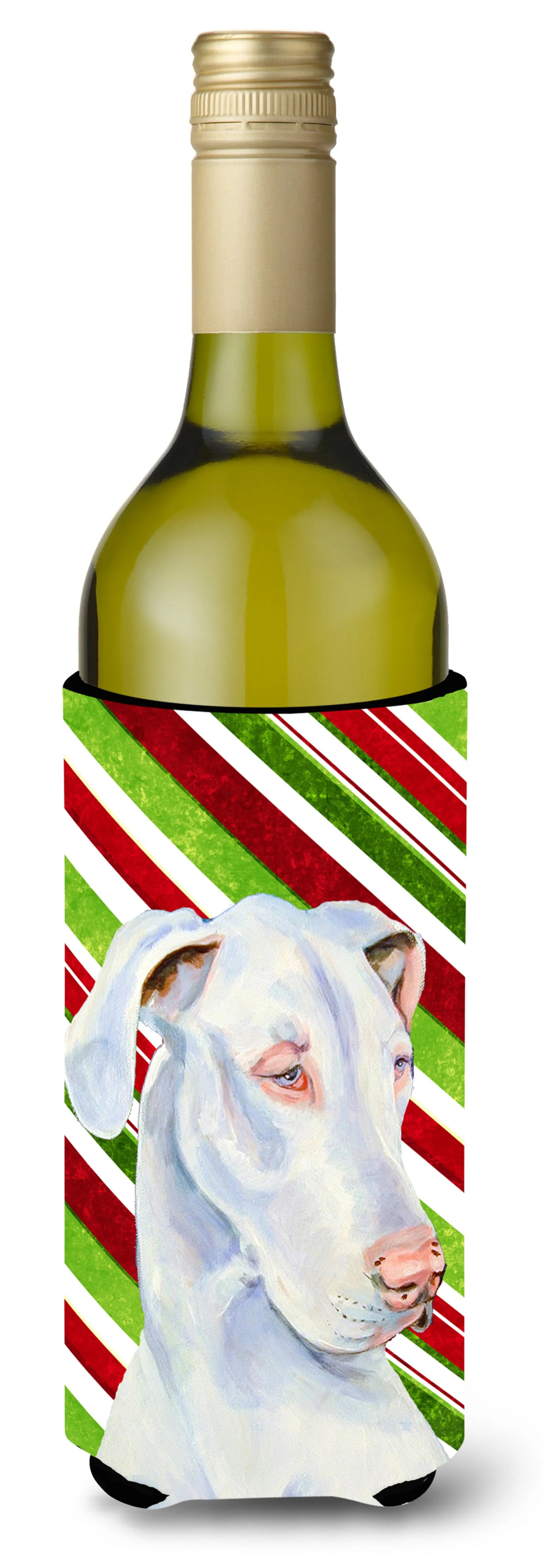 Candy Cane Holiday Christmas Design with Dog Wine Bottle Hugger