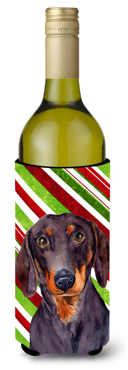 Candy Cane Holiday Christmas Design with Dog Wine Bottle Hugger