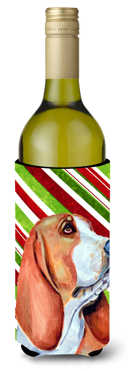 Candy Cane Holiday Christmas Design with Dog Wine Bottle Hugger