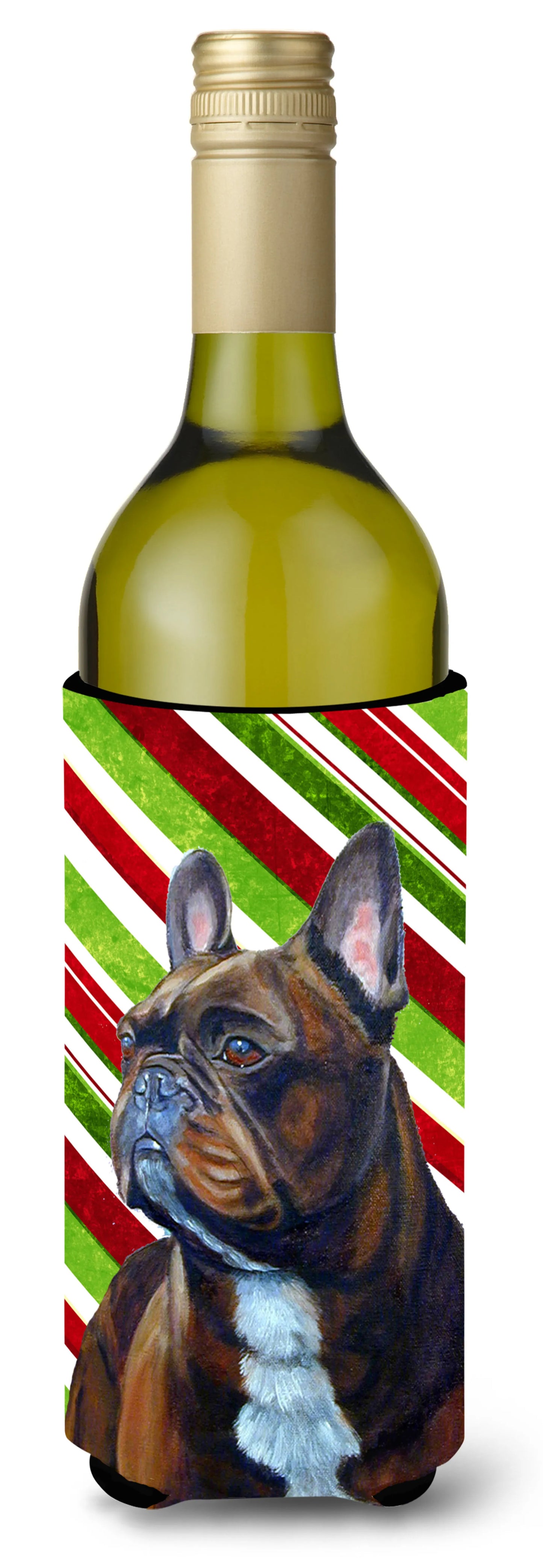 Candy Cane Holiday Christmas Design with Dog Wine Bottle Hugger