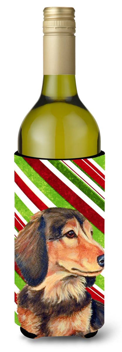 Candy Cane Holiday Christmas Design with Dog Wine Bottle Hugger