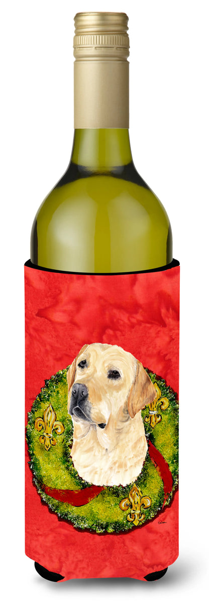 Christmas Wreath Design with Dog Wine Bottle Hugger