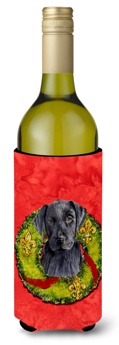 Christmas Wreath Design with Dog Wine Bottle Hugger